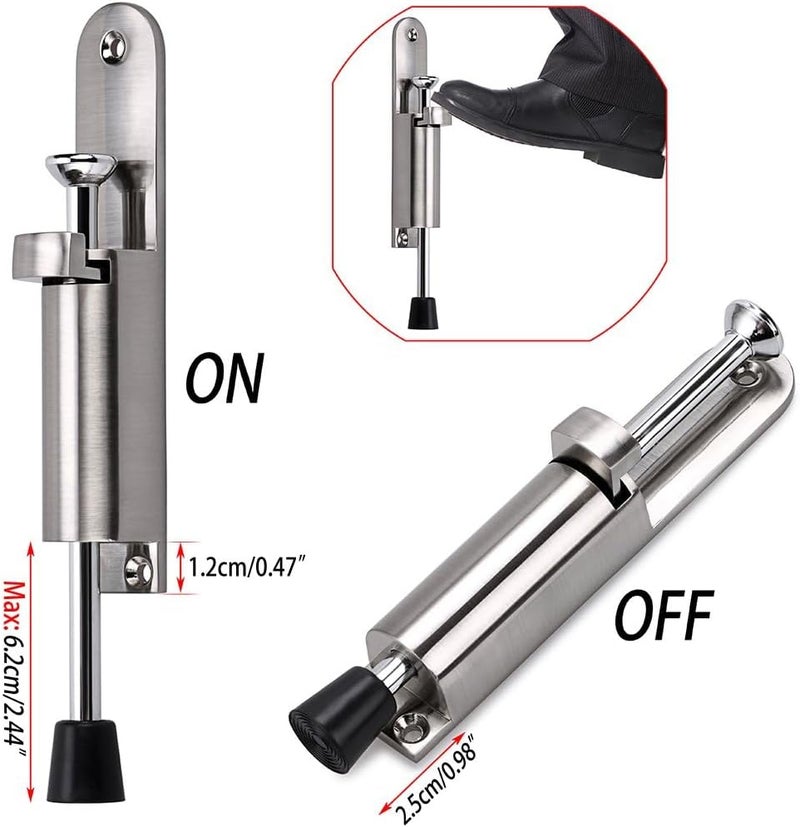 Kickdown Door Stop - Stainless Steel Step-On Door Stopper with Adjustable Rubber Foot - Image 2