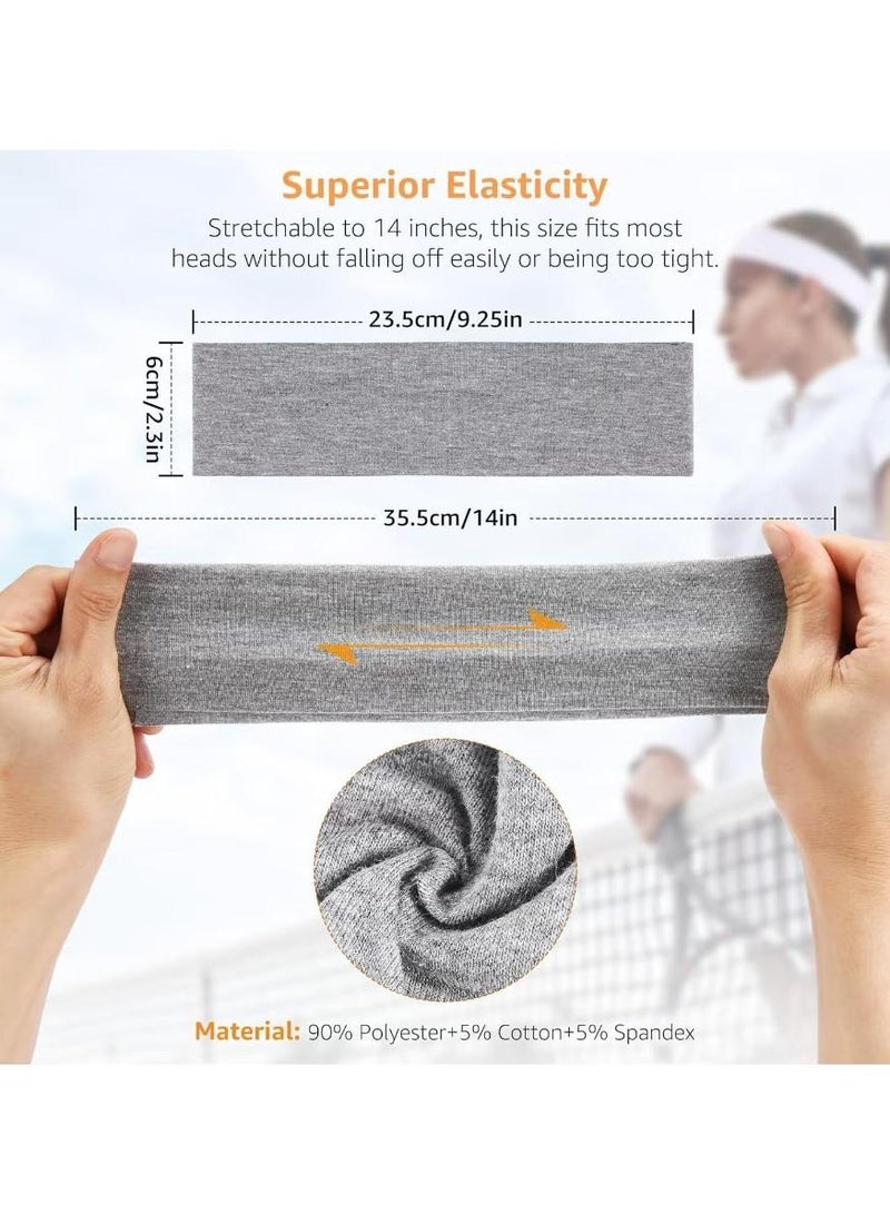 MARYA 10 PCS Non Slip Hair Bands, Headbands Soft Cotton Stretchy, Sweat Absorbent Workout Headbands for Men Women Yoga Running Exercise (MultiColor) - Image 2