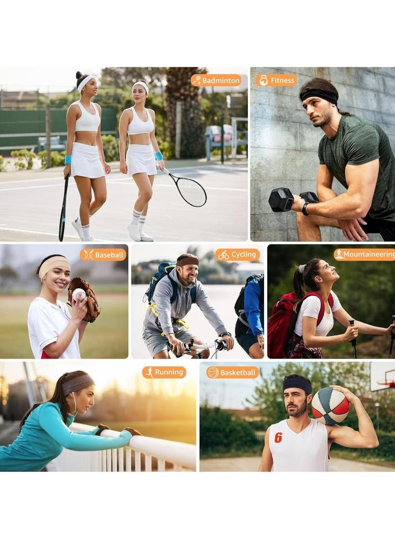 MARYA 10 PCS Non Slip Hair Bands, Headbands Soft Cotton Stretchy, Sweat Absorbent Workout Headbands for Men Women Yoga Running Exercise (MultiColor) - Image 4