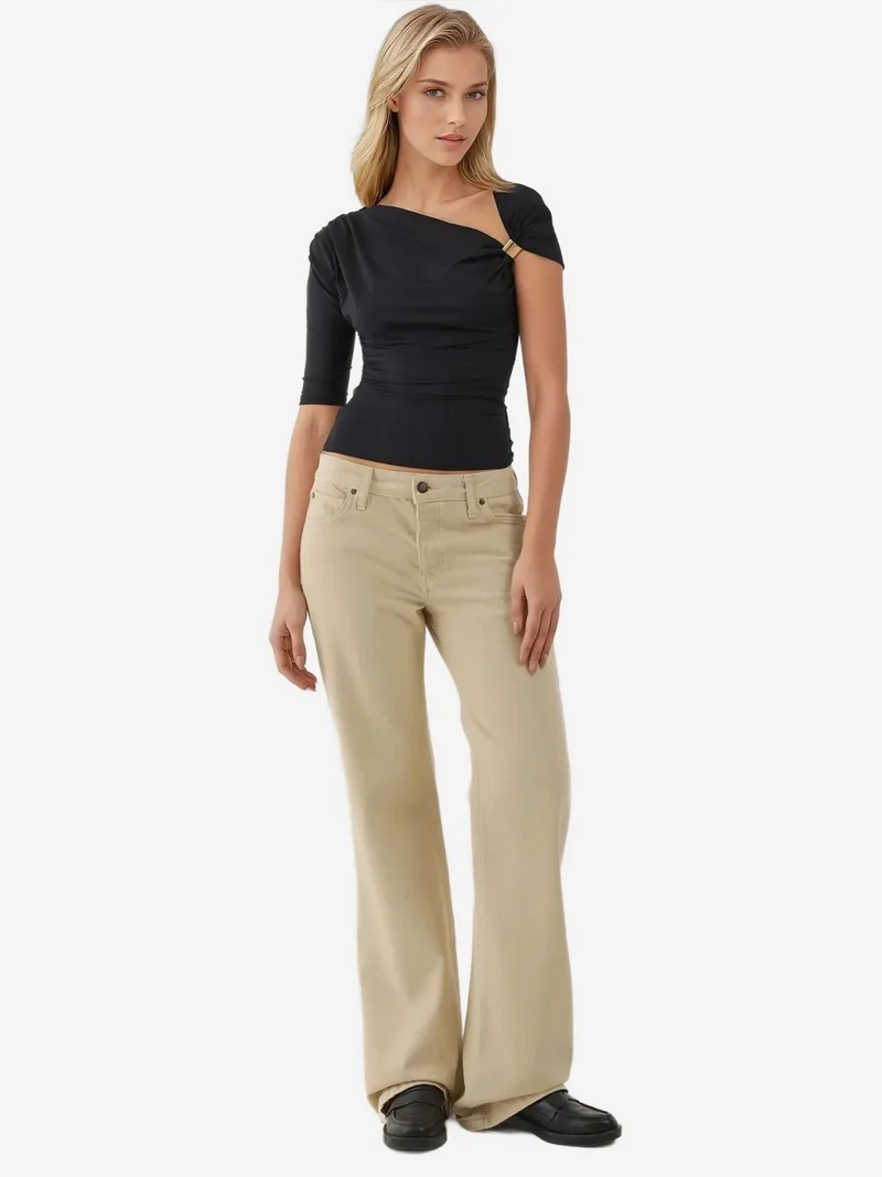 HICCUP Asymmetrical Collar Knitted Top