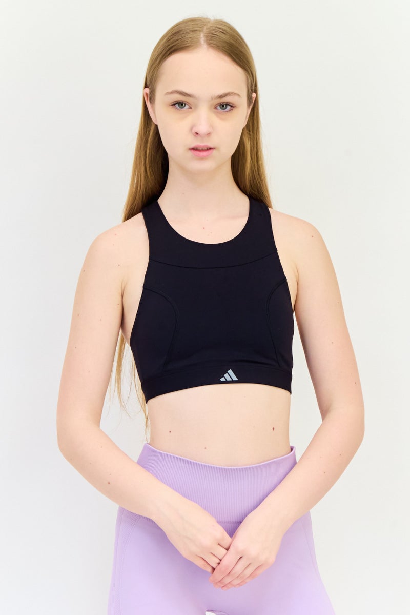 Adidas حمالة صدر رياضية مبطنة للنساء، سوداء - Image 1