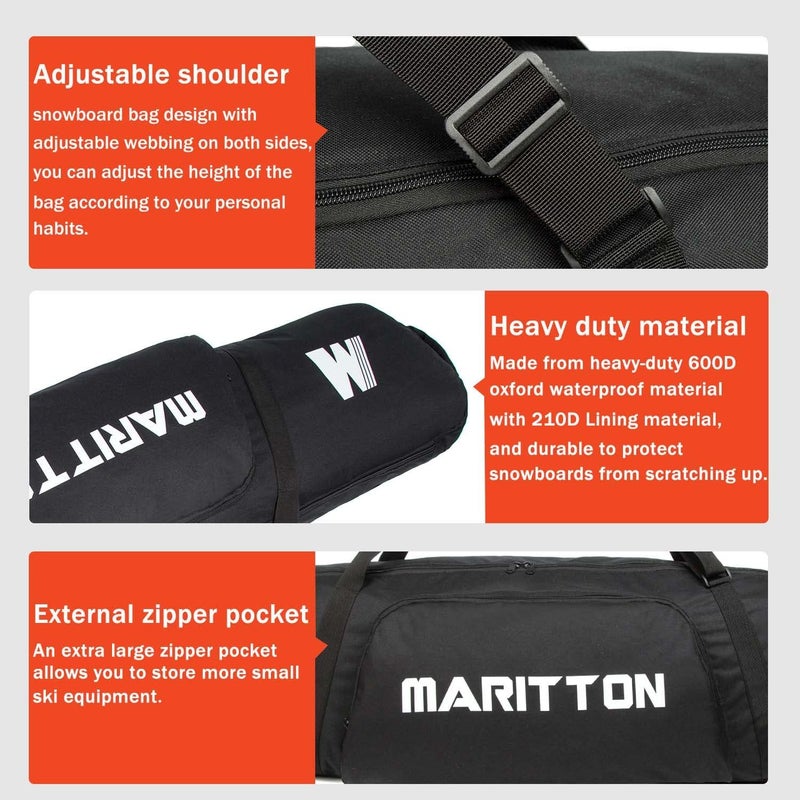 MARITTON Padded Snowboard and Boot Bag Combo,Store Transport Snowboard Up to 165 cm and Boots Up to Size 13,Two-Piece Snowboard Travel Bags. - Image 5