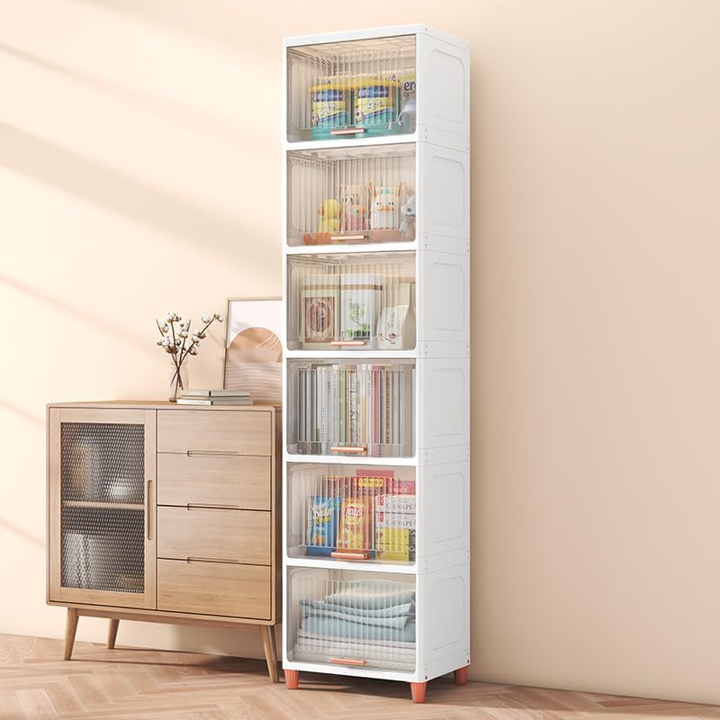 Mevigo 6-Door Plastic Wardrobe for Kids| Almirah and Wardrobe for Baby Clothes| Modular Storage Cabinet with Wheels|Kids Multi-Purpose Collapsible Wardrobe for Shoes/Books -Crysrtal-Kd-6 - Image 3