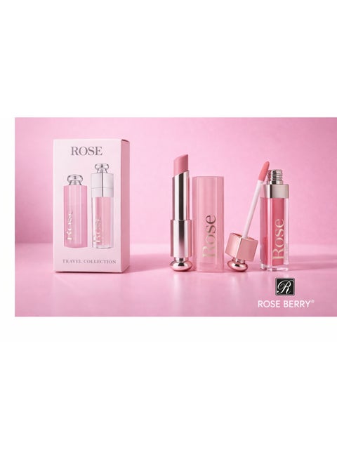 Travel Collection Lip Tint & Gloss Set – Shade A01 – Long Lasting & Moisturizing