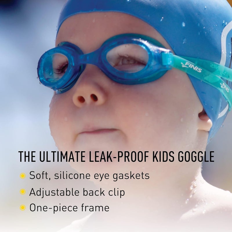FINIS H2 Performance Swim Goggles for Kids - UV Protection, Anti-Fog, Leak-Proof, Soft Silicone, Ages 3-6, Blue/Clear - Image 3