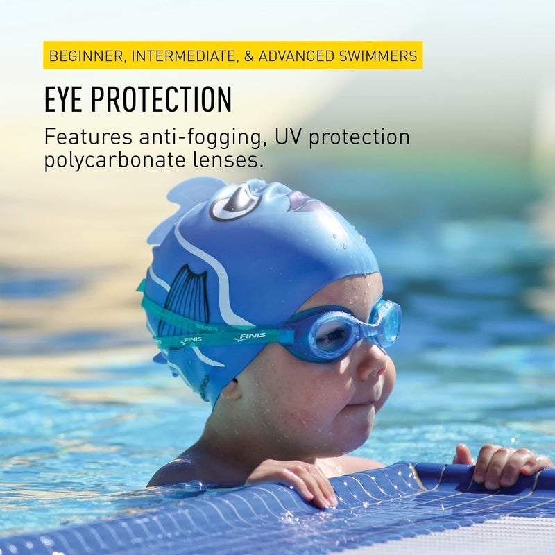 FINIS H2 Performance Swim Goggles for Kids - UV Protection, Anti-Fog, Leak-Proof, Soft Silicone, Ages 3-6, Blue/Clear - Image 5