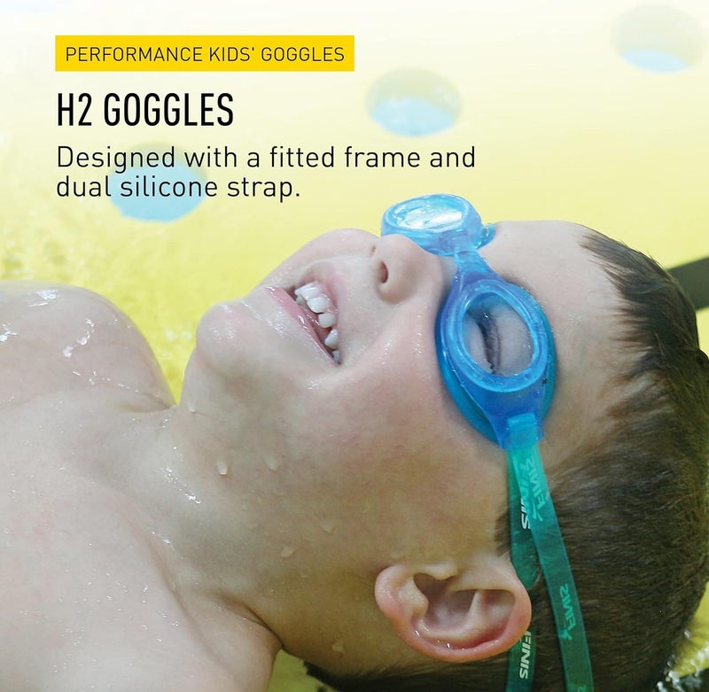 FINIS H2 Performance Swim Goggles for Kids - UV Protection, Anti-Fog, Leak-Proof, Soft Silicone, Ages 3-6, Blue/Clear - Image 2