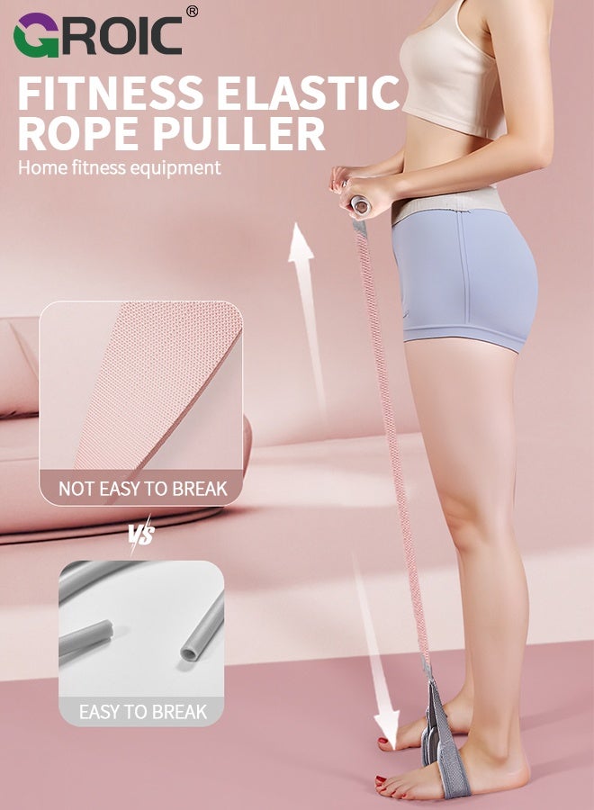 GROIC Foot Pedal Fabric Resistance Band with Handle - Home Fitness Equipment for Abdominal Toning, Arm & Leg Workout, Ankle Puller Sit-up Exercise, Multifunction Fitness Resistance Bands - Purple - Image 2