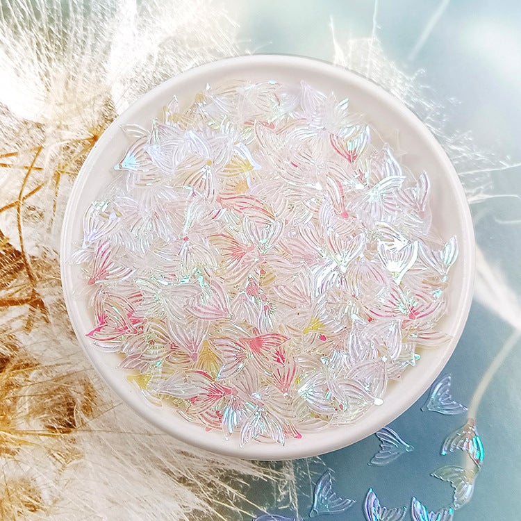Ya Leduo Transparent Color 10MM Fishtail DIY Jewelry Accessories Golden Light Cross-border Beading Mermaid Ji Live Fishtail Bright C2 transparent color white-J119
