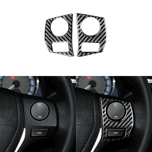 PJFUS Real Premium Carbon Fiber Car Dashboard Control Button Panel Frame Soft Sticker Compatible with Toyota Corolla 2014 2015 2016 2017 2018 Auto Interior Accessories Black 2pcs - Image 1
