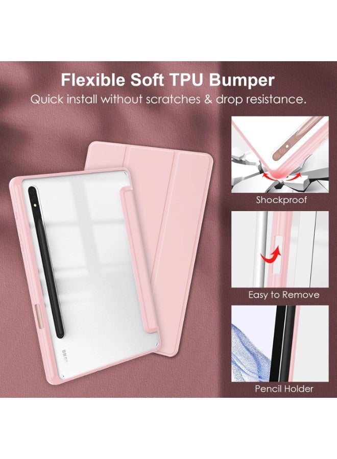 Case Compatible case for Samsung Galaxy Tab S8/9/10 Ultra with stand function. Ultra case made of soft material with auto sleep/wake function. Clear scratch-resistant pink case pink. - Image 2