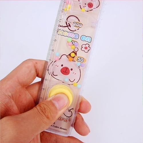 SHAKTISM Scale Ruler Set with Water Ball Game & Puzzle, 20 cm, Kids Stationery Gift Random Colour 2 Pieces (CapyBara) - Image 2