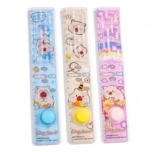SHAKTISM Scale Ruler Set with Water Ball Game & Puzzle, 20 cm, Kids Stationery Gift Random Colour 2 Pieces (CapyBara) - Image 1