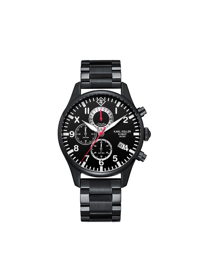 KARL KELLER - Men's Chronograph Round Shape Stainless Steel Wrist Watch KKAV8205 - 43 Mm - Image 1