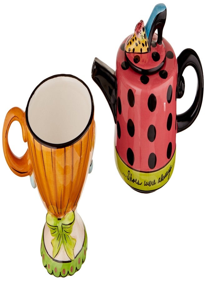 Appletree Design Shoes On Her Mind Tea for One Set, Teapot Rests on Top of Tea Cup, 8-Inch - Image 2