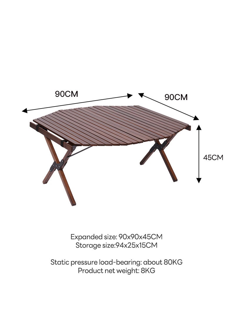 ETG Outdoor Camping Octagonal Egg Roll Folding Table, Suitable for Camping, Patio, Barbecue Folding Table 90*90*45CM - Image 4