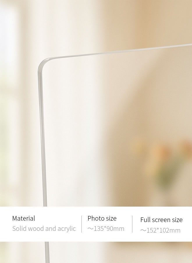 6-Inch Acrylic & Wood Photo Frame | Clear U-Shaped Stand for Desk, Table or Office Decor  - Image 4