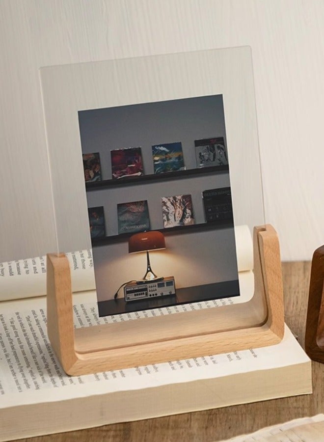 6-Inch Acrylic & Wood Photo Frame | Clear U-Shaped Stand for Desk, Table or Office Decor  - Image 2
