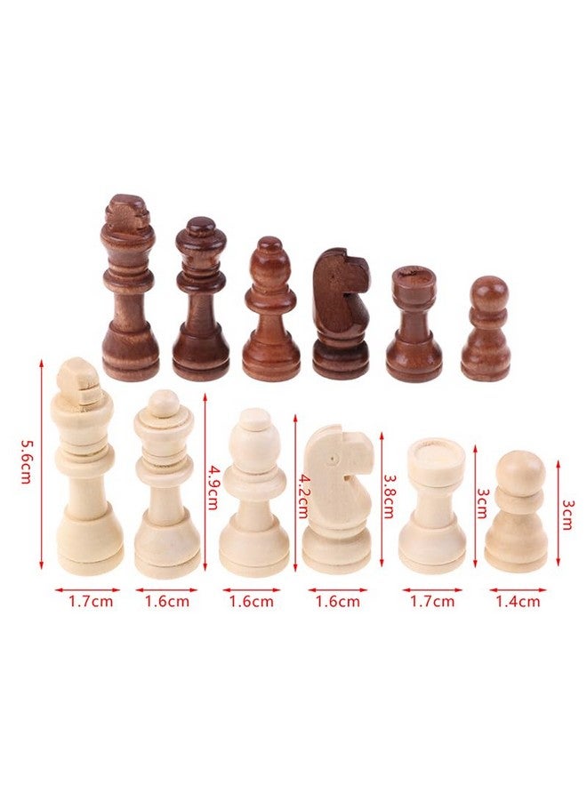 Wooden Chess Set with 32 Pieces, White and Dark Brown - Image 2