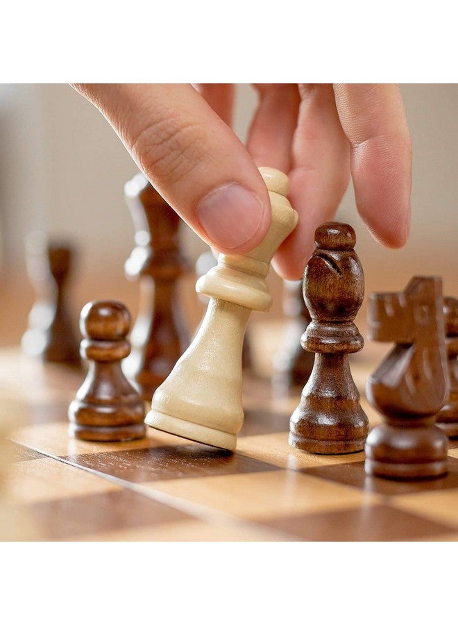 Wooden Chess Set with 32 Pieces, White and Dark Brown - Image 3