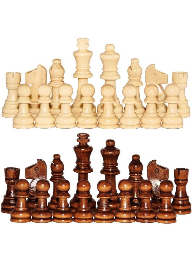 Wooden Chess Set with 32 Pieces, White and Dark Brown - Image 1