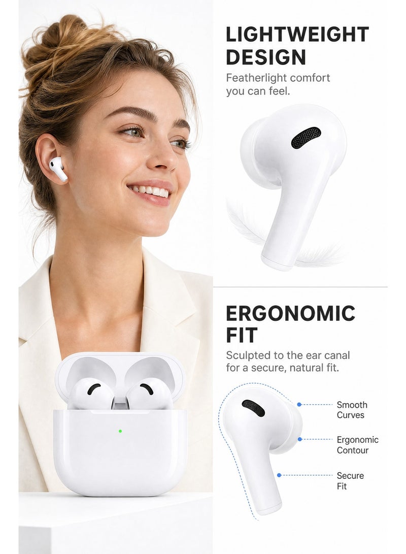 TEMPO Universal Wireless Bluetooth Earbuds, Portable In Ear Bluetooth Headphones, Powerful ANC Noise Cancelling Earphones, Transparency & Adaptive Audio Mode, 3D Immersive Spatial Surround Sound, USB-C Fast Wireless Charging Case, IP54 Waterproof Sports Ear Buds for Travel Commute Office Gym Gaming School Daily Outdoor All Devices Compatible White - Image 2