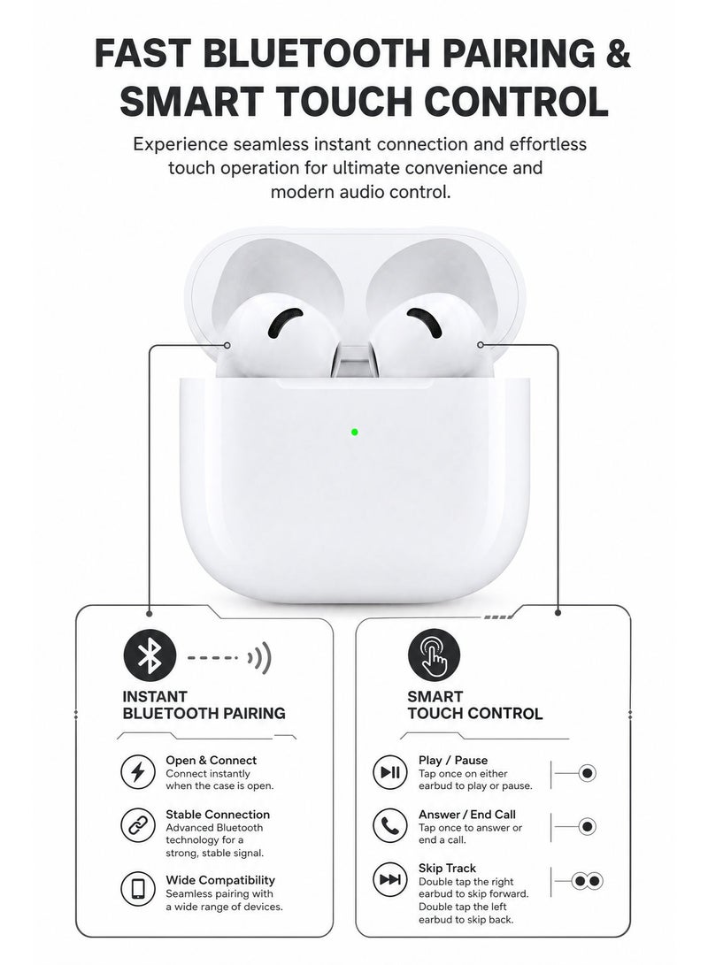 TEMPO Universal Wireless Bluetooth Earbuds, Portable In Ear Bluetooth Headphones, Powerful ANC Noise Cancelling Earphones, Transparency & Adaptive Audio Mode, 3D Immersive Spatial Surround Sound, USB-C Fast Wireless Charging Case, IP54 Waterproof Sports Ear Buds for Travel Commute Office Gym Gaming School Daily Outdoor All Devices Compatible White - Image 4