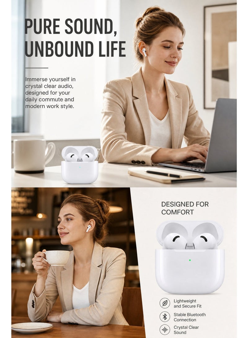 TEMPO Universal Wireless Bluetooth Earbuds, Portable In Ear Bluetooth Headphones, Powerful ANC Noise Cancelling Earphones, Transparency & Adaptive Audio Mode, 3D Immersive Spatial Surround Sound, USB-C Fast Wireless Charging Case, IP54 Waterproof Sports Ear Buds for Travel Commute Office Gym Gaming School Daily Outdoor All Devices Compatible White - Image 5