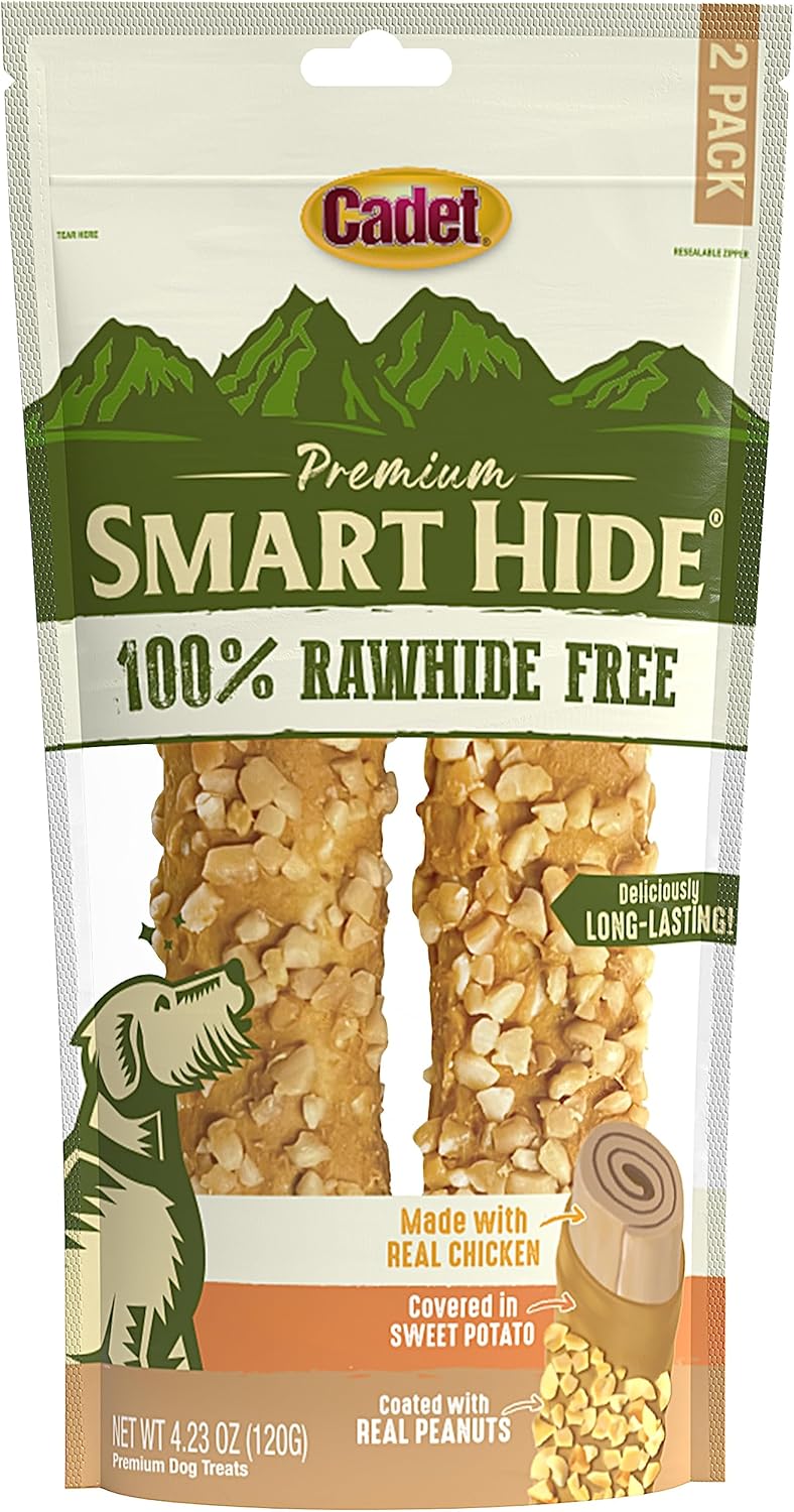 Cadet Smart Hide Rawhide Free Dog Treats  Peanut Coated 2 Count - Image 1
