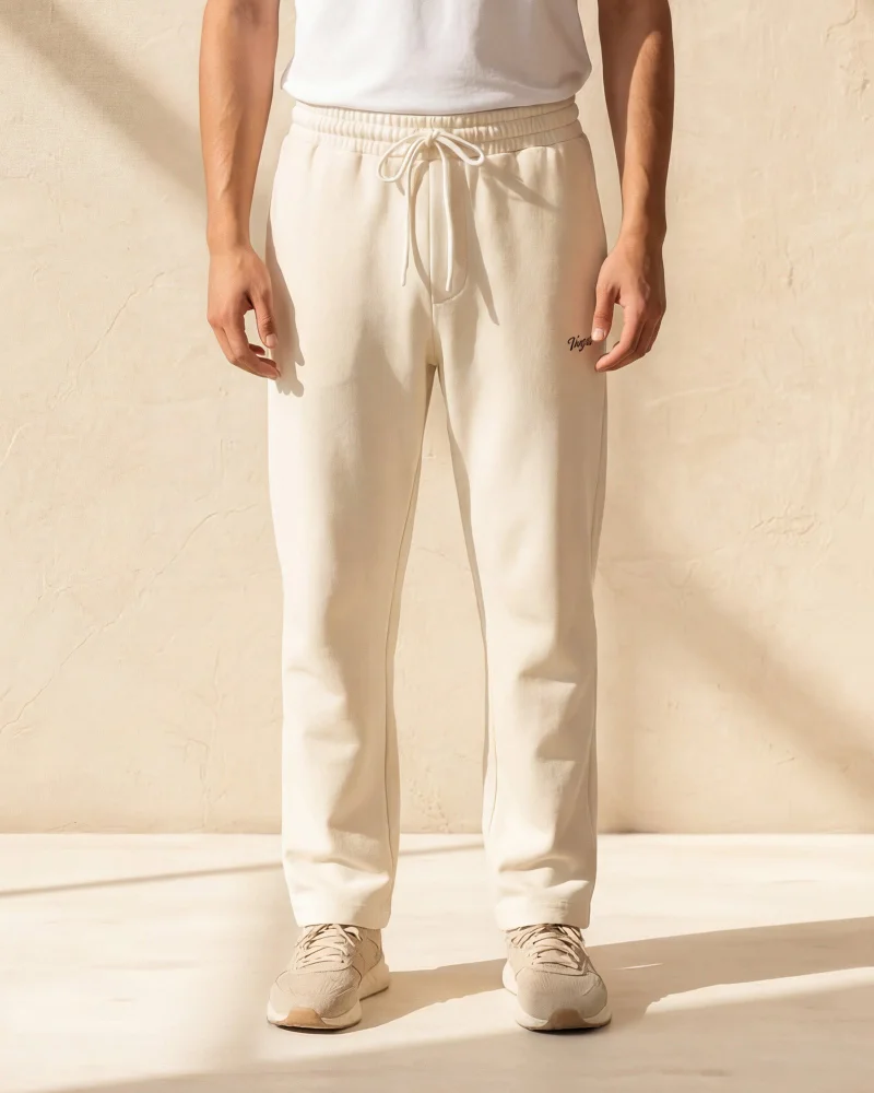 Redtag Men Ivory Interlock Track Pants