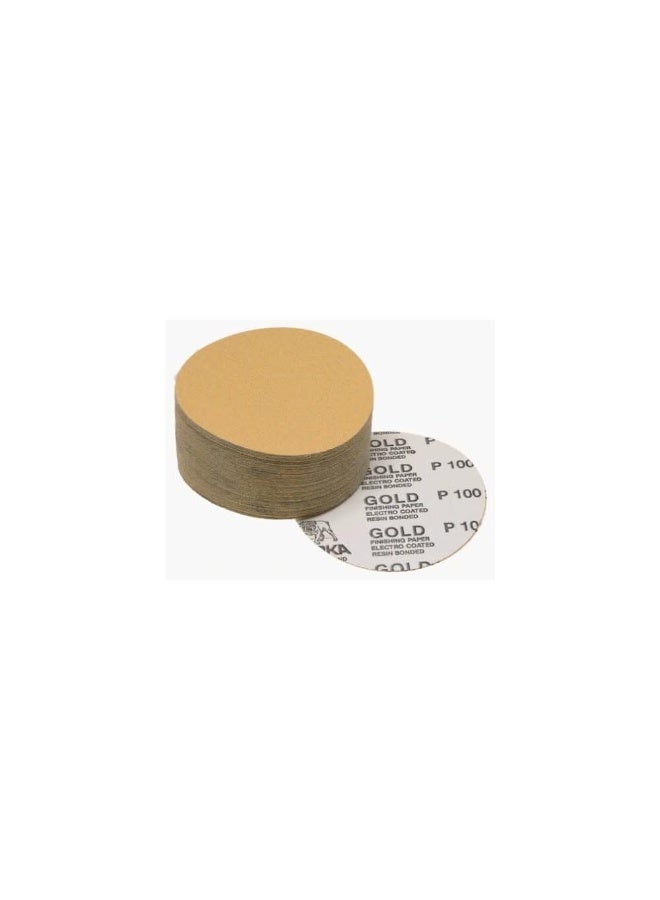 Mirka Mirka Gold Adhesive Sandpaper Discs / 5 inch/Grit 80 / No-Hole/PSA Sanding Disc / 100 pcs /‎ for Orbital Sander, Sand Paper Pads for Wood, Composites, Automotive / 23-388-080  - Image 1