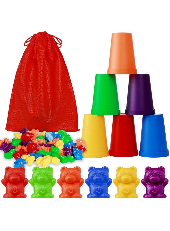 Visen Counting Rainbow Bears With Matching Sorting Cups67Pcs Montessori Counting Toy Bears For Kidseducational Sorting Toyscounting Sorting Color Learning Toy For Boys Girls Birthday Giftswith Bag  - Image 1