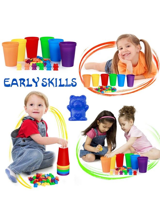 Visen Counting Rainbow Bears With Matching Sorting Cups67Pcs Montessori Counting Toy Bears For Kidseducational Sorting Toyscounting Sorting Color Learning Toy For Boys Girls Birthday Giftswith Bag  - Image 5