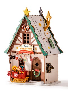 Rolife Miniature House Kit, Diy Miniature Wooden Dollhouse Kit For Adults To Build, Collectible 3D Wooden Puzzle Building Home Decor, Christmas Birthday Gift For Kids Teens-Twinkling Christmas House  - Image 2