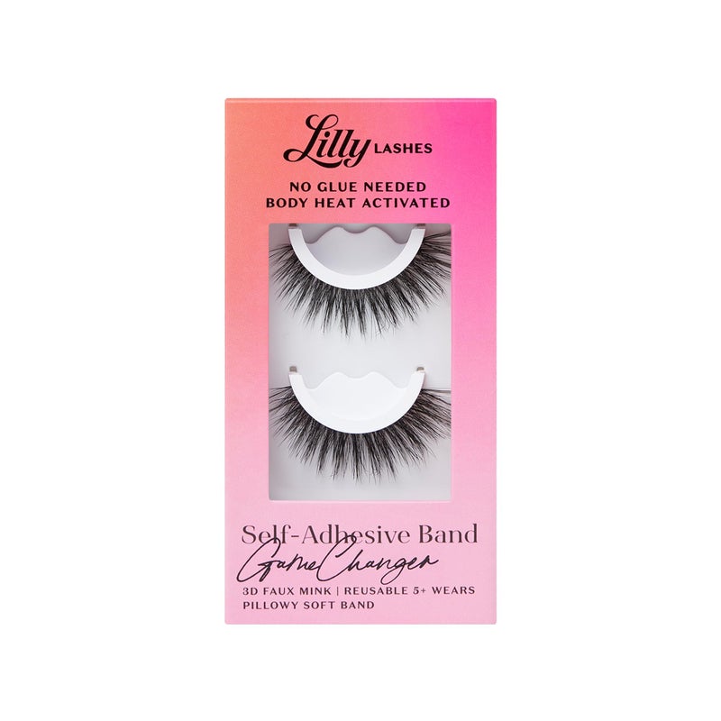 Lilly Lashes 3D Self Adhesive Eyelashes, No Lash Glue Needed, Body Heat Activated Press on Lashes, Reusable Self Adhesive Eyelashes Up to 5x, Easy to Apply & Remove (GameChanger)
