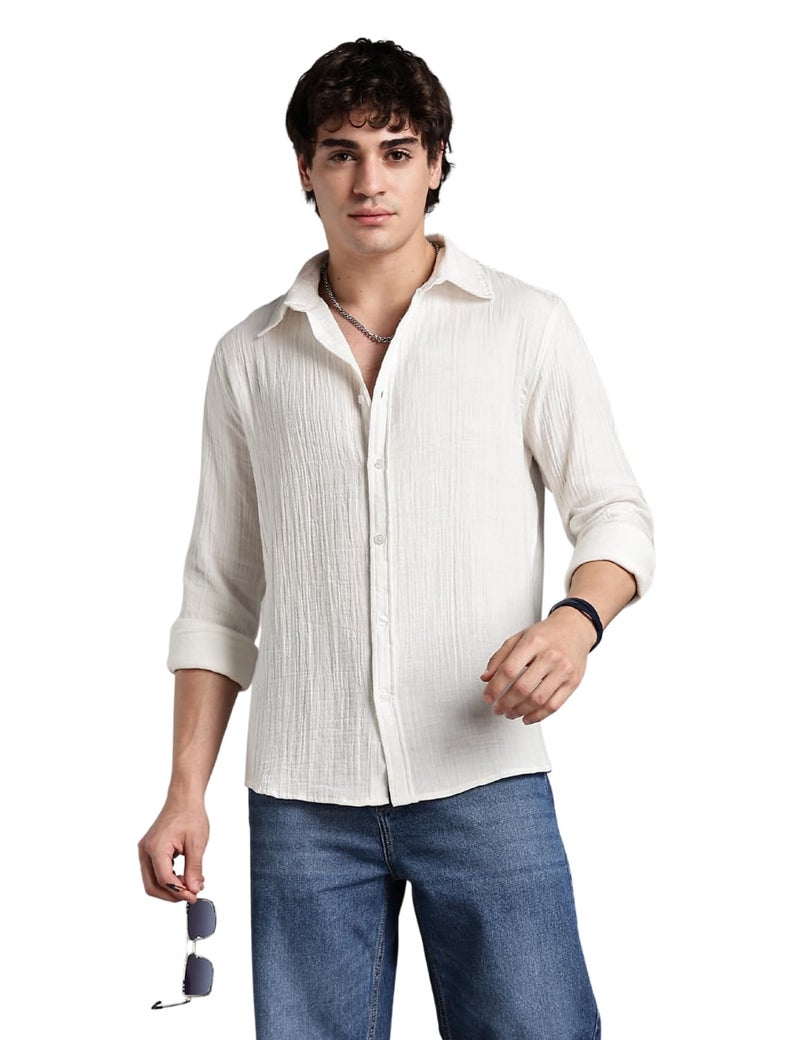 FYLTR Men's Solid Casual Shirt with Patch Pocket with Spread Collar- 100% Cotton | Regular Fit | Full Sleeves | Soft & Comfortable | Summer Shirts for Men - Image 5