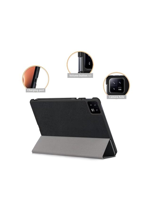 Excefore Case For Xiaomi Pad 6 Pad 6 Pro Slim Stand Hard Back Shell Cover With Auto Wake And Sleep Tri Fold Slim Lightweight Hard Shell Smart Protective Cover Black 11 Inch - Image 4