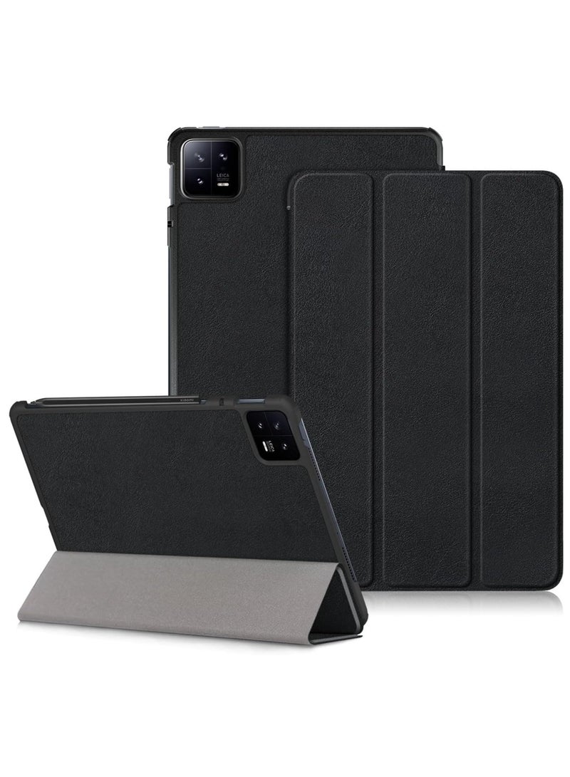 Excefore Case For Xiaomi Pad 6 Pad 6 Pro Slim Stand Hard Back Shell Cover With Auto Wake And Sleep Tri Fold Slim Lightweight Hard Shell Smart Protective Cover Black 11 Inch - Image 1