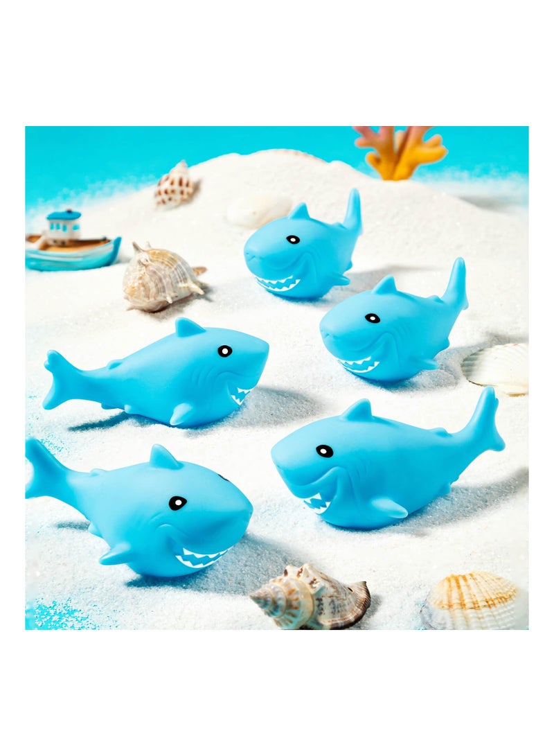 SOLARAE Cute Blue Rubber Shark Bath Toys for Kids - 25 Pcs Mini Floating Squeaky Sharks for Baby Showers, Classroom Prizes, Cake Decorations, and Ocean-Themed Gifts. Perfect for Fun Bath Time! - Image 3