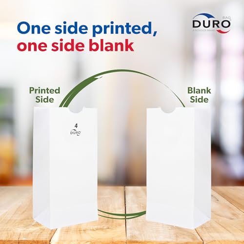 Duro 4# White Paper Lunch Bags 500 count, White Luminary Bags, Bulk Disposable SOS Paper Sacks for Snacks, Treats and Popcorn - 5.00 x3.12 x 9.75 Inches. - Image 5