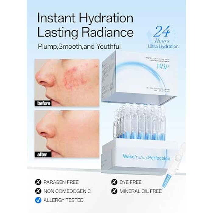 WNP Hyaluronic Acid Serum 3% for Face with 4D Multi-Layer Hydration | Ultra Hydrating Anti-Aging Serum | Moisturizer for Dry & Sensitive Skin | Pre-Makeup Skincare | Single-Use Vials 30PCS - Image 2
