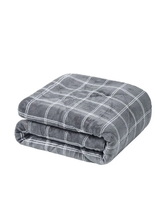 Mezoe Checkered Pattern Soft and Luxurious Velvet Throw Grey and White 1 x 153 x 127 cm MANTOLOK02