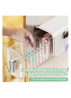 KASTWAVE Wall Mounted Socks Underwear Drawer Organizer, Pull-out Wardrobe Socks Organizer, Transparent Underwear Panties Drawer Storage Box for Socks, Lingerie, Ties, Cosmetic, Kitchen Spice (White)  - Image 2