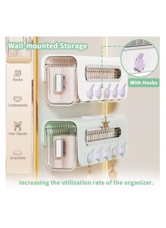 KASTWAVE Wall Mounted Socks Underwear Drawer Organizer, Pull-out Wardrobe Socks Organizer, Transparent Underwear Panties Drawer Storage Box for Socks, Lingerie, Ties, Cosmetic, Kitchen Spice (White)  - Image 4