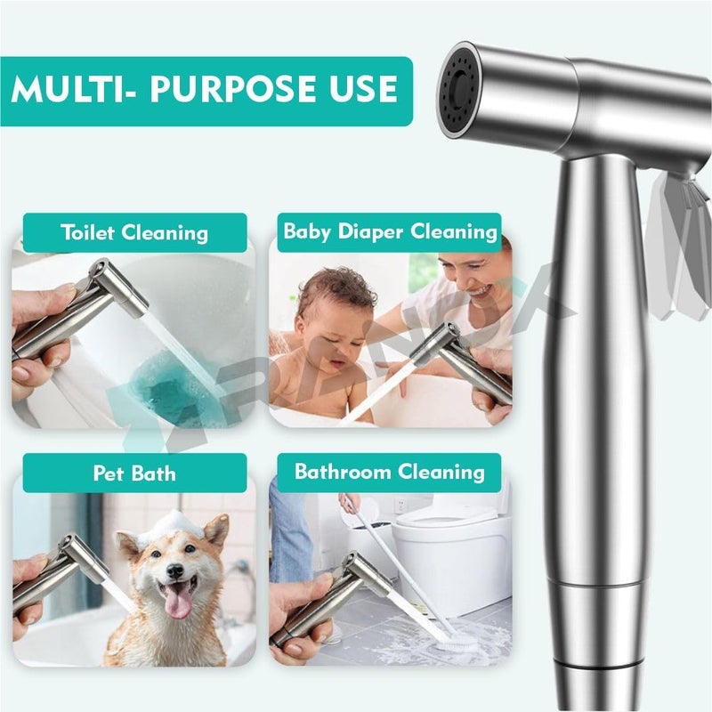 Ranox Health Faucet Set for Bathroom | High Pressure Jet Spray Gun | SS304 Stainless Steel Handheld Bidet Sprayer for Toilet | Leakproof Bidet Spray Gun | Bathroom Accessories (Classic) - Image 4