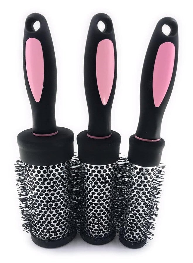 روبي فيس مجموعة فرش روبي فيس الدائرية لتجفيف الشعر وتجعيده، مجموعة فرش شعر دائرية لتصفيف الشعر المجعد والمستقيم للنساء في صالونات التجميل، (وردي، 25 مم + 32 مم + 45 مم - 3 قطع) - Image 2