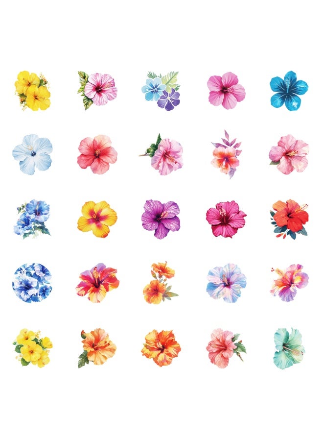 NIBEMINENT 50 Pcs Various Flowers Deco Kit Waterproof Stickers, High Definition Printing Bright Colors, Suitable for Laptop Skateboard Luggage Water Bottle Guitar DIY - Image 3