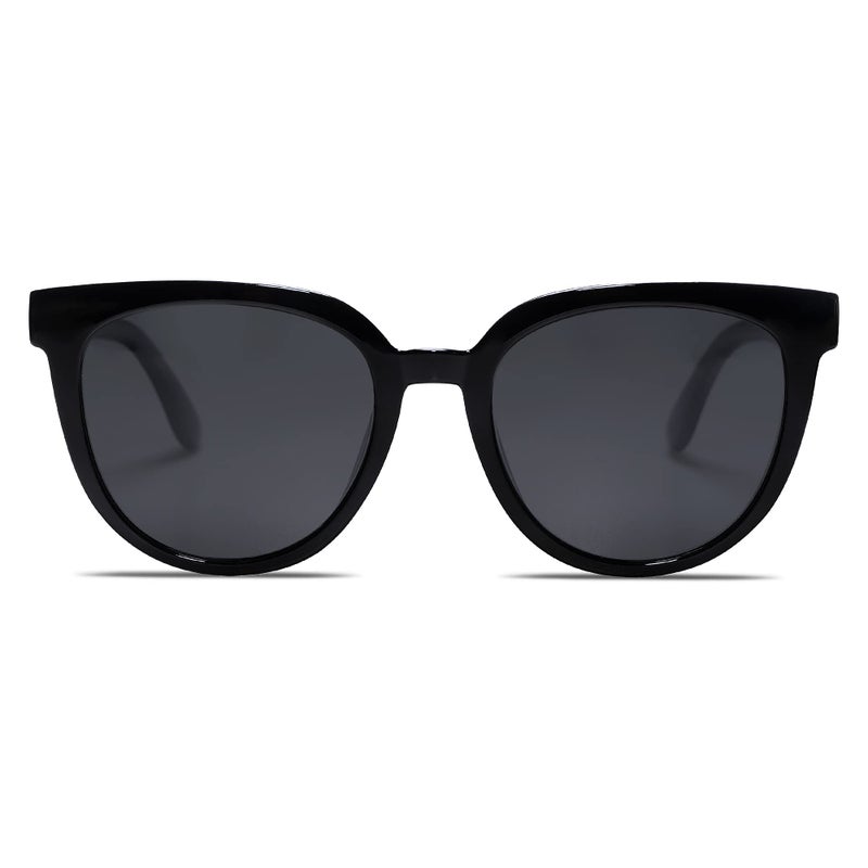 SOJOS Trendy Cat Eye Round Polarized Sunglasses for Women Fashion UV Protection Sunnies Sunglasses SJ2175, Black Frame/Grey Lens - Image 1