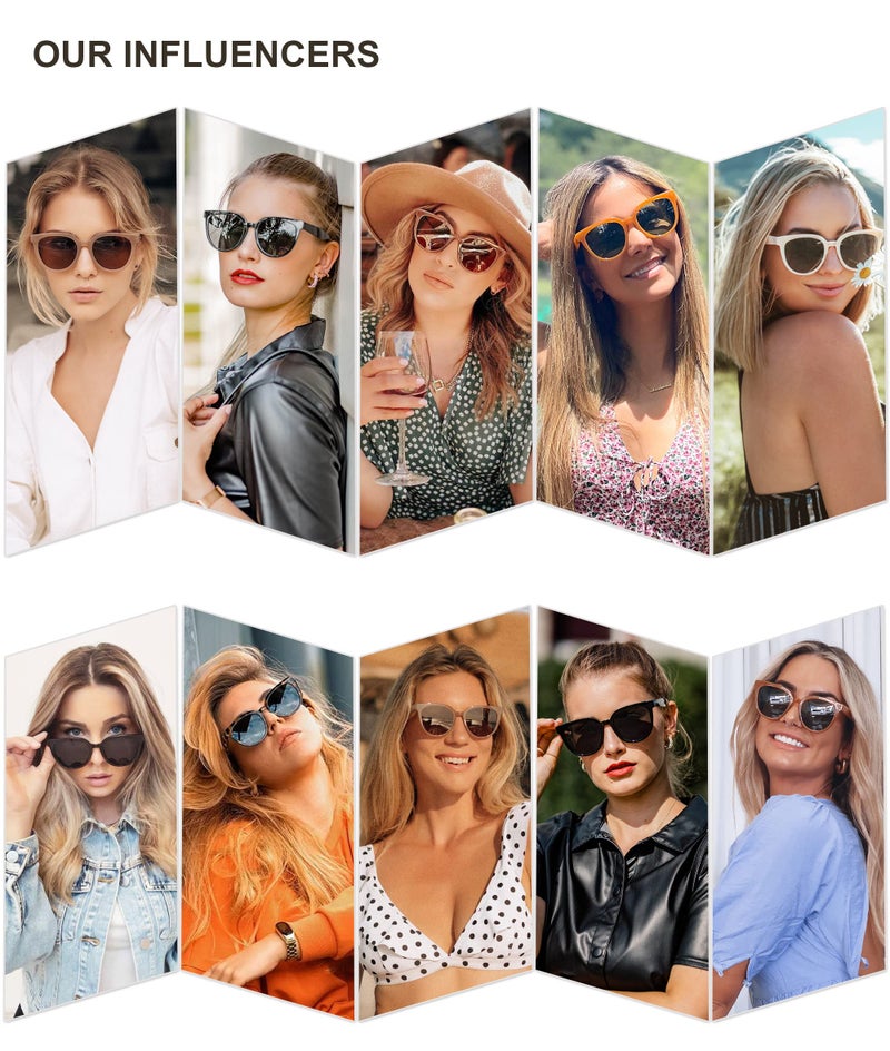 SOJOS Trendy Cat Eye Round Polarized Sunglasses for Women Fashion UV Protection Sunnies Sunglasses SJ2175, Black Frame/Grey Lens - Image 2