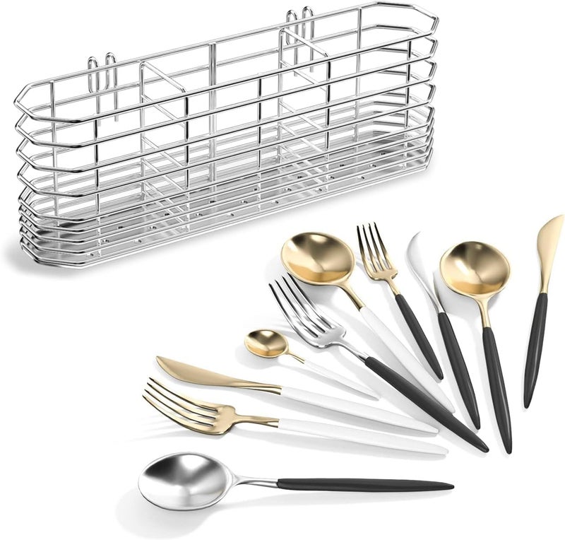 KASTWAVE Stainless Steel Utensil Holder, Knife Fork & Dish Drainer Rack, 304 Rust Proof Design Lasts Longer, Hygienic and Easy Clean, Kitchen Organizer, Silver - Image 3